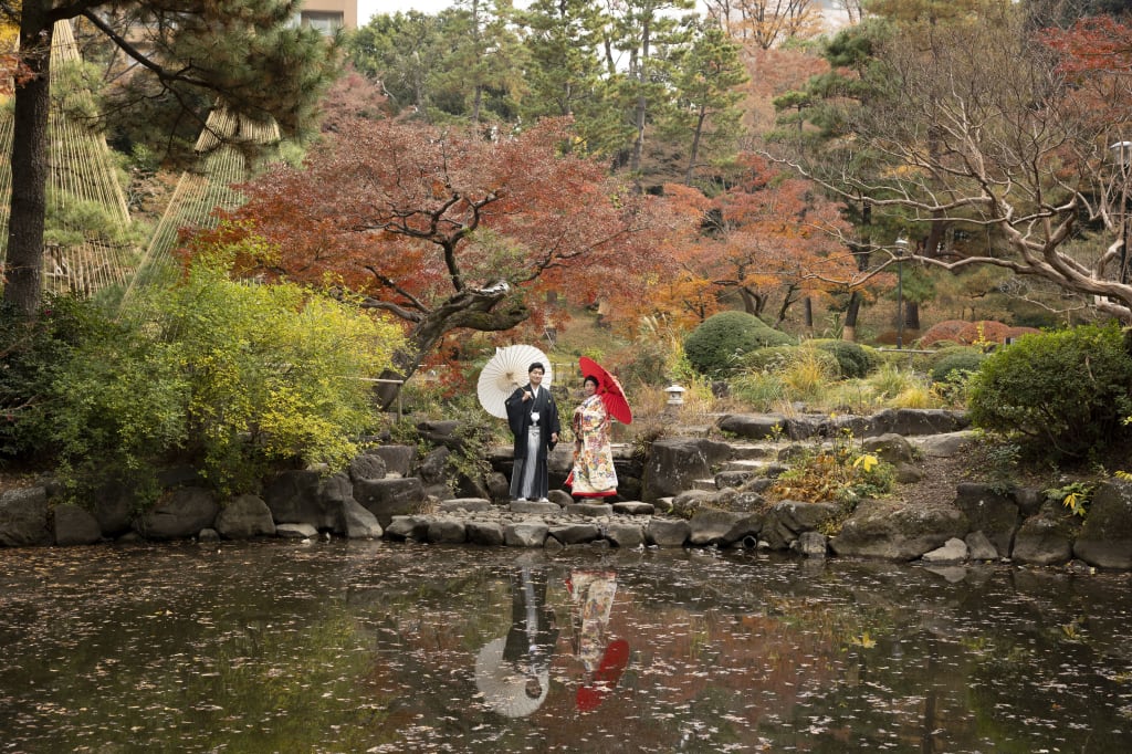 色づく甘泉園で