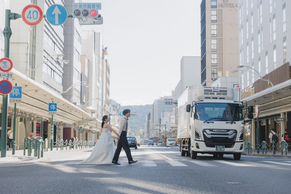 京都で街ぶらウェディング撮影