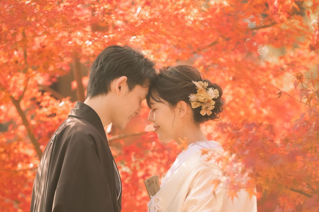秋の円山公園で彩る和のウェディングフォト