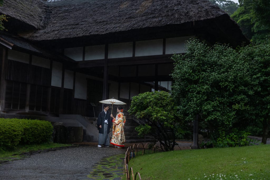 雨の三溪園