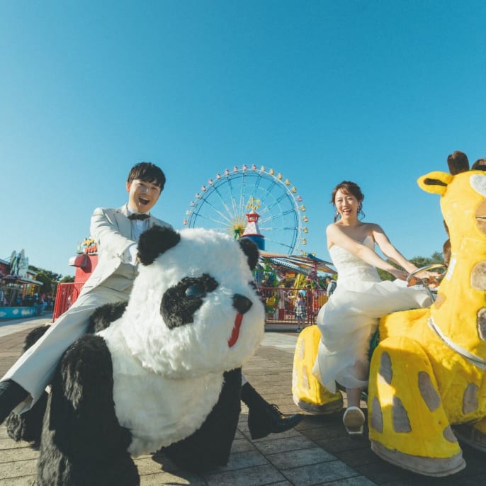 ひたち海浜公園で お花畑も海もパンダカーも | デコルテフォトグラフィー | 前撮り・フォトウェディング