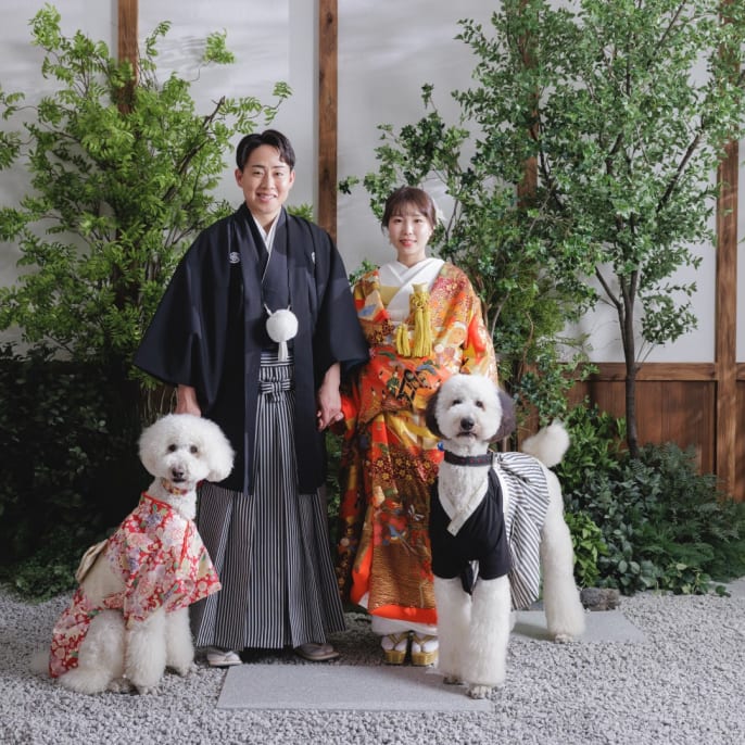 おそろい衣装で わんちゃんと撮る和装フォト | デコルテフォトグラフィー | 前撮り・フォトウェディング