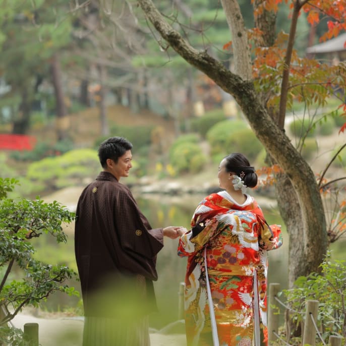 紅葉に祝福されて 秋の和装フォト | デコルテフォトグラフィー | 前撮り・フォトウェディング