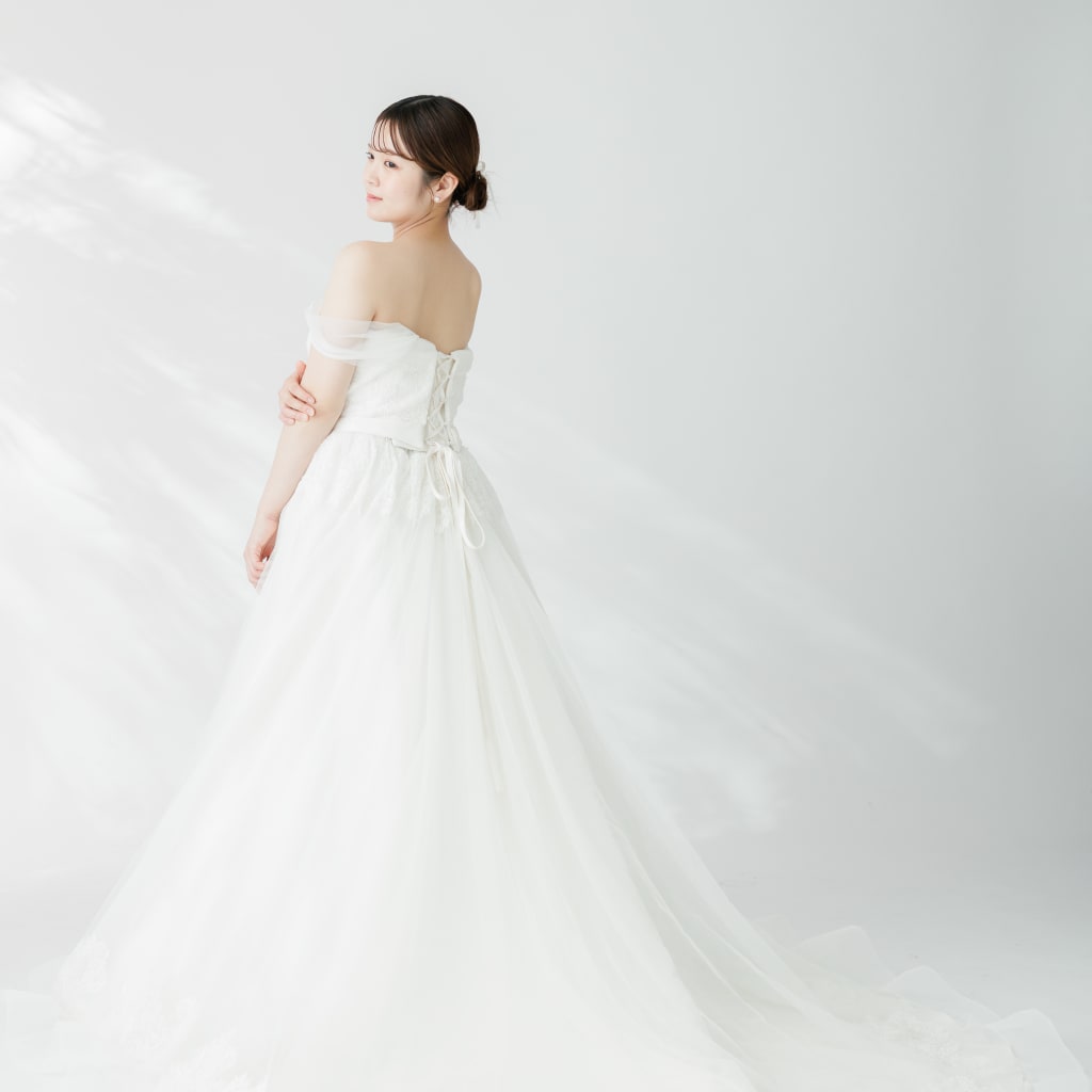 チュール袖　ウエストリボンベルト