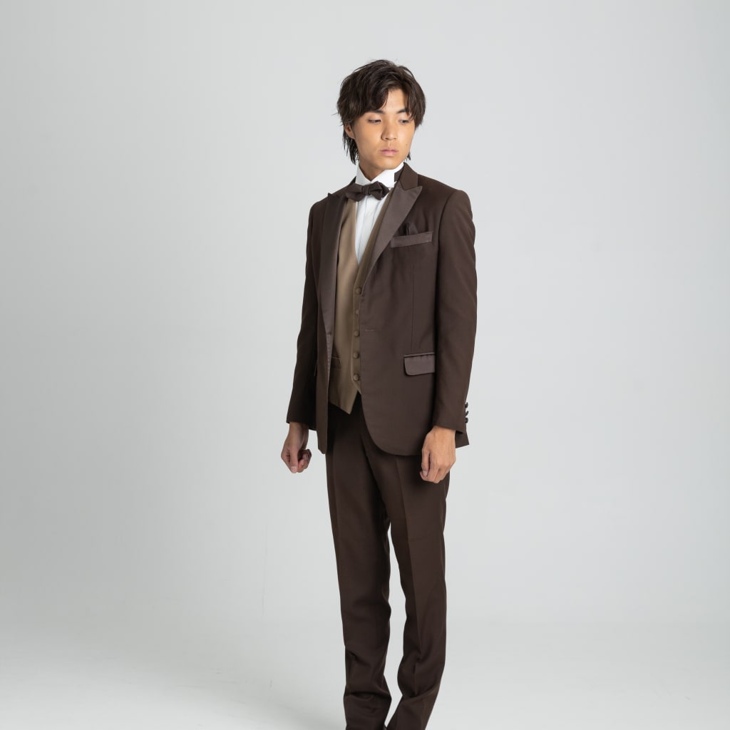 ピークドラペルクラシックタキシード/ブラウン