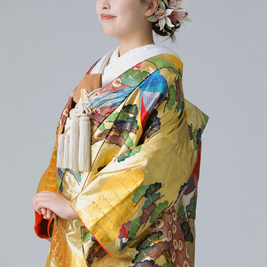 金雲取紋様 孔雀 松 / ゴールド