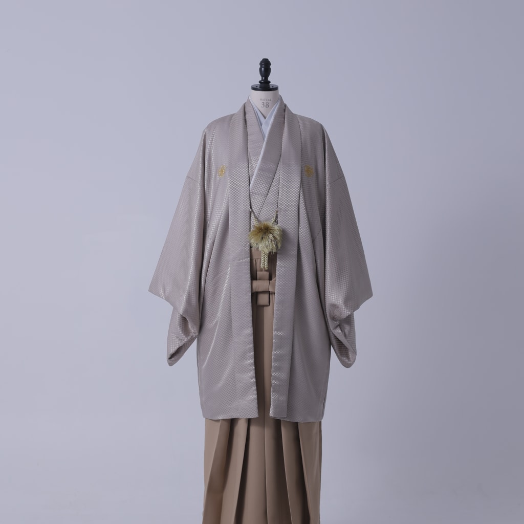 ベージュ×ブラウン袴