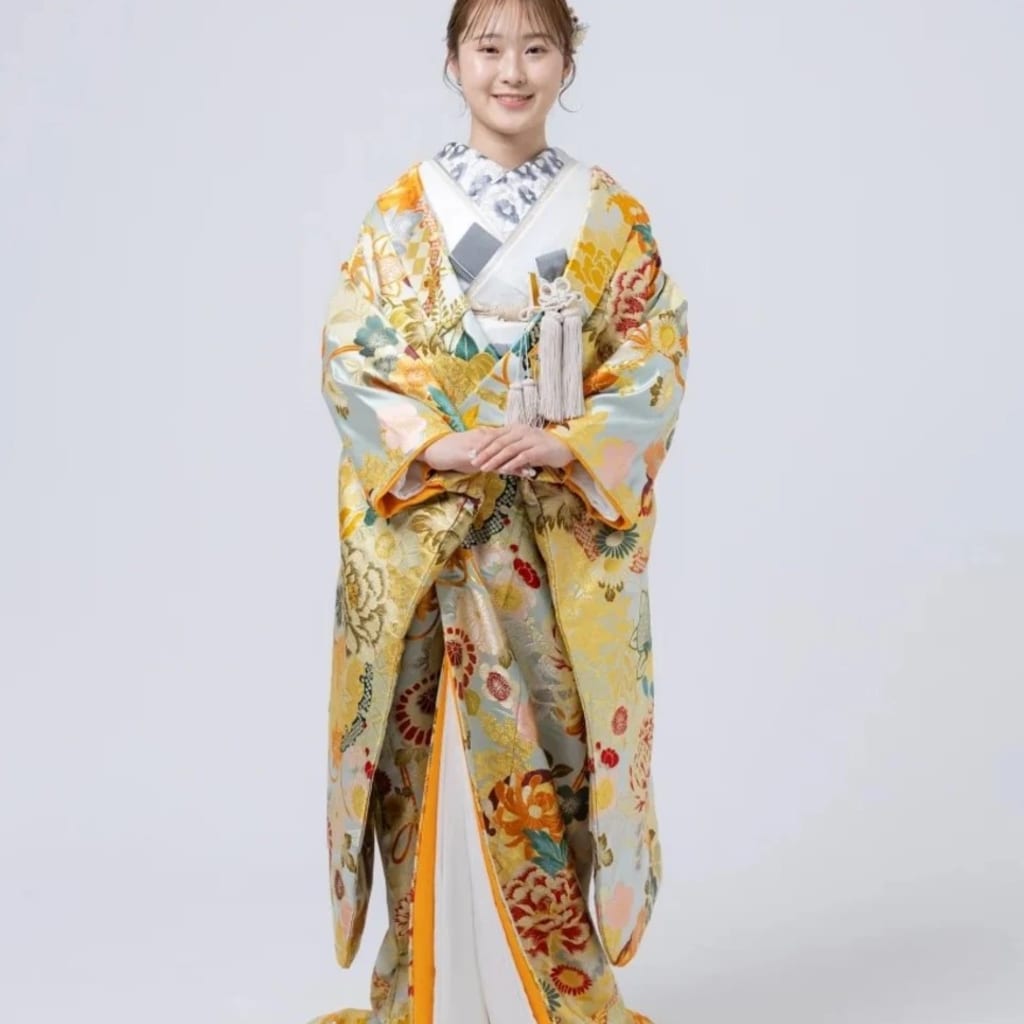 色打掛 桃山花灯り水色IU01186