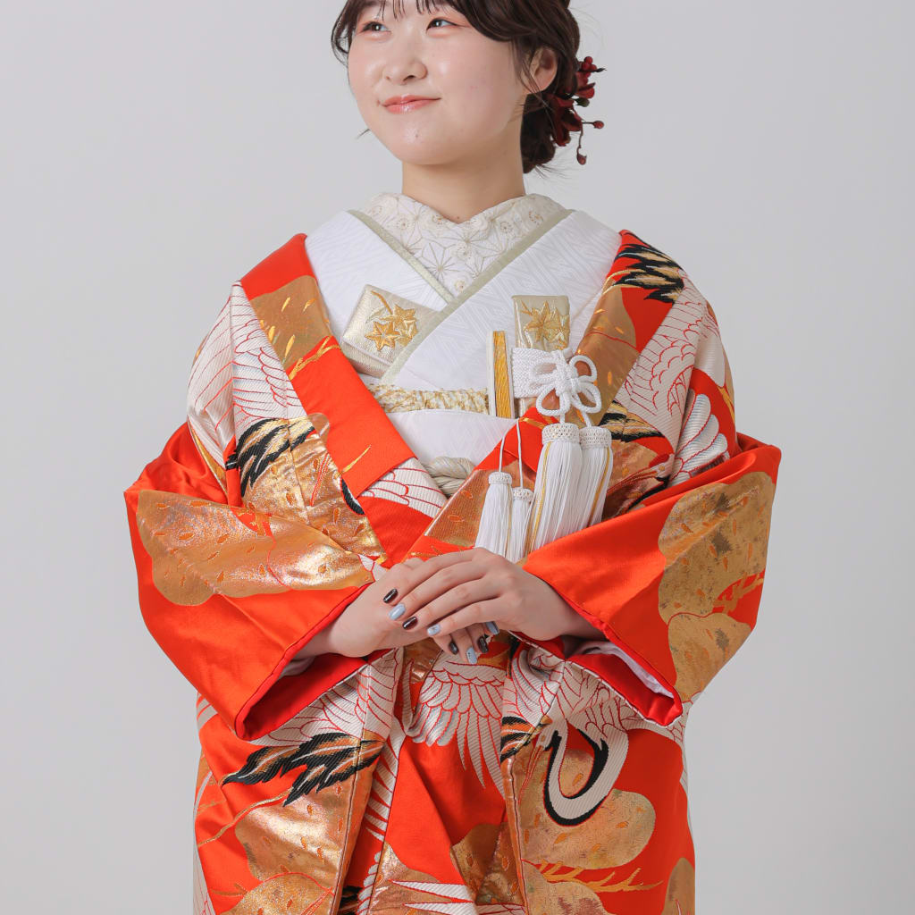 金糸松　鶴/朱赤