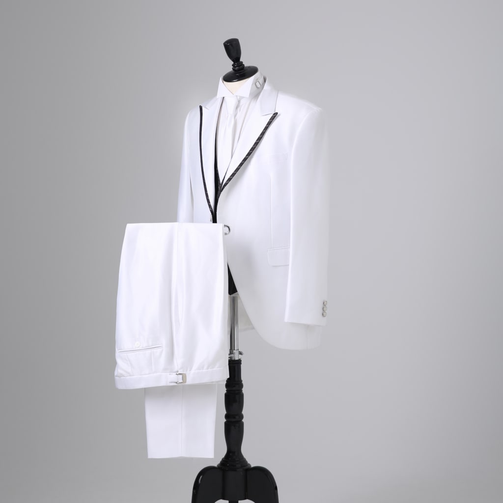 黒パイピング白３ピースショート燕尾