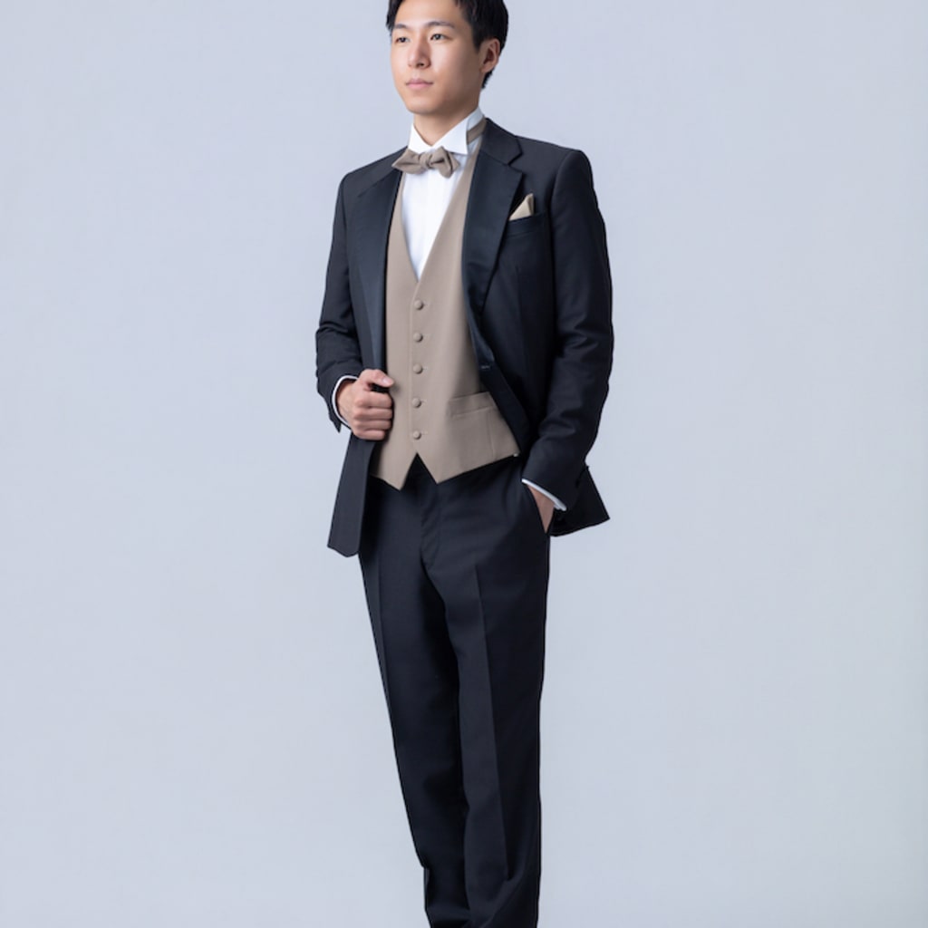 ノッチドラペルブラウンベスト/チャコール