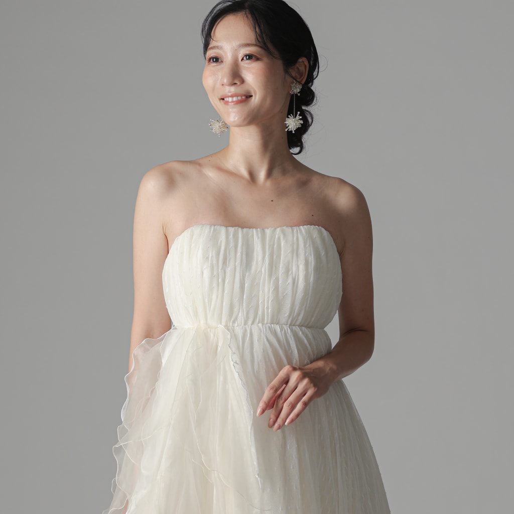 ドッド地　フェザー　サイド縦フリル