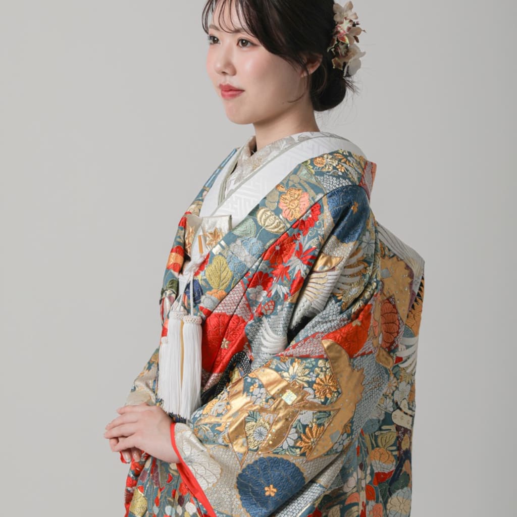 鶴　熨斗　金郡鶴　水色