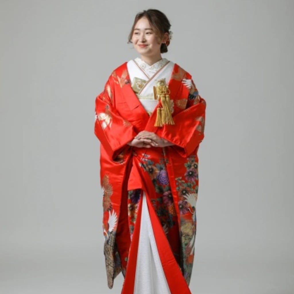 雲取り　格子　丸菊　群鶴