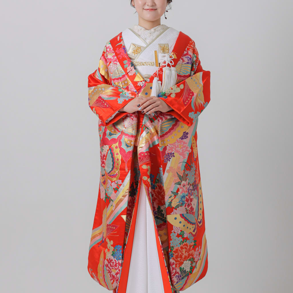 蝶　牡丹/レッド