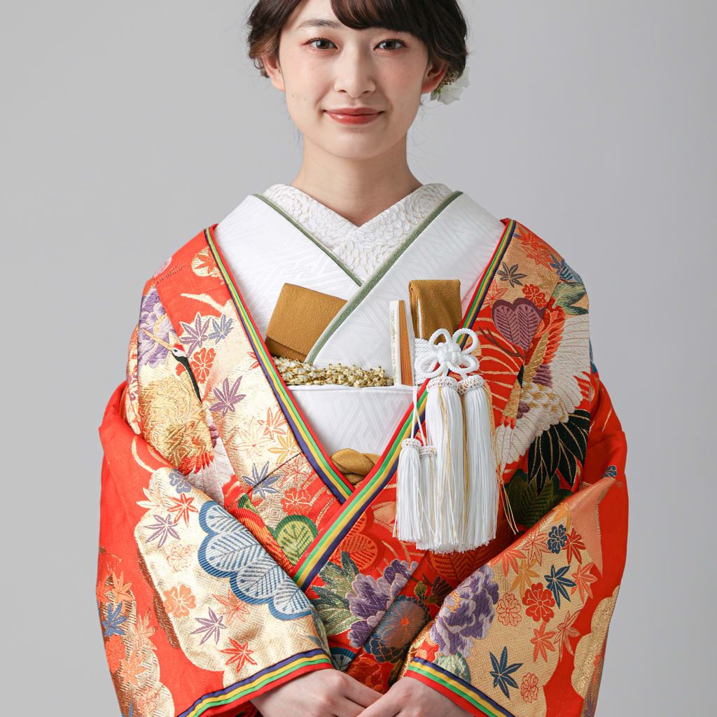 朱赤　笠松金箔もみじ/レッド