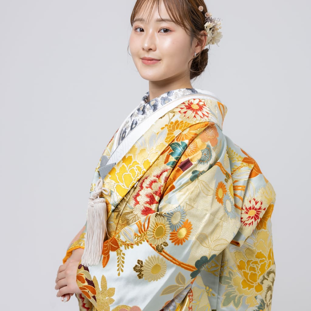 色打掛 桃山花灯り水色IU01186