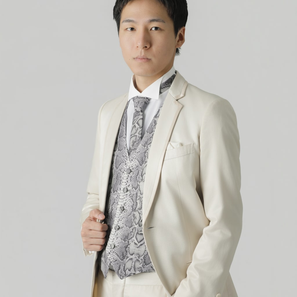 シャンパン　ヘビ柄ベスト