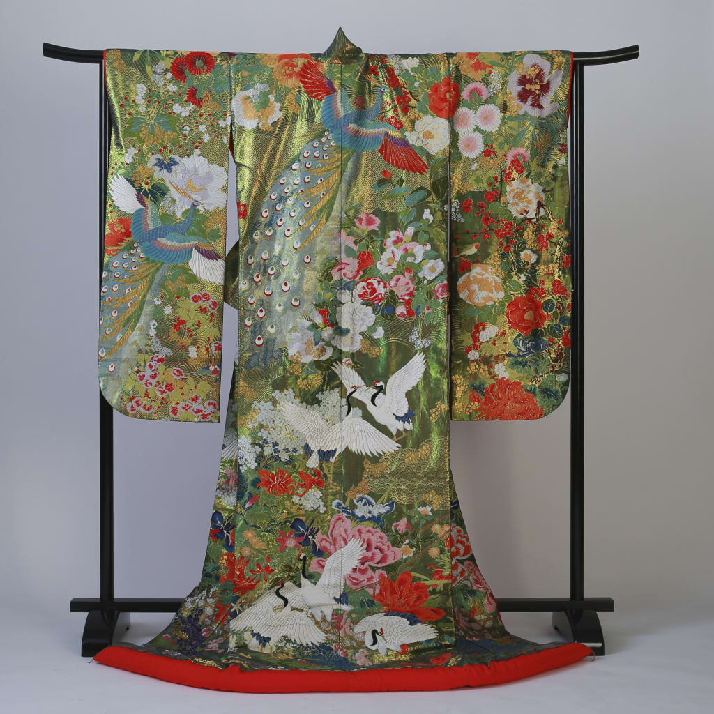 緑鶴と椿　IU02018