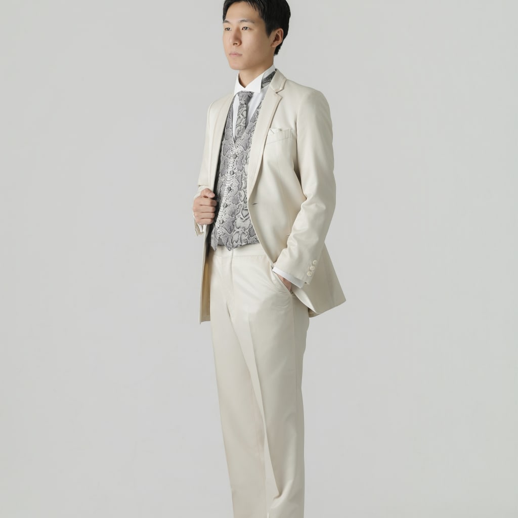 シャンパン　ヘビ柄ベスト