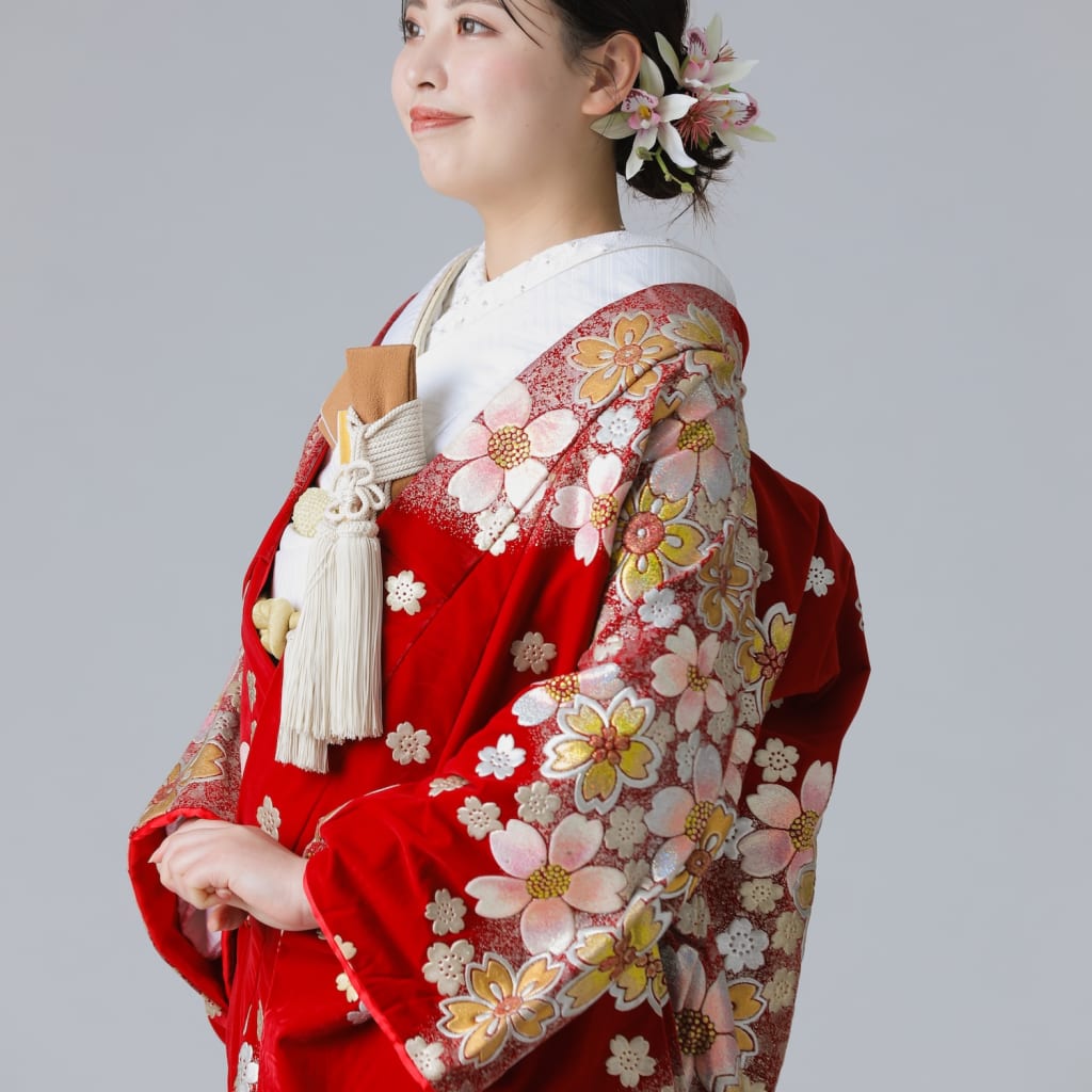 ベロア 桜づくし オーロララメ / レッド