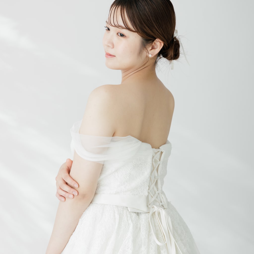 チュール袖　ウエストリボンベルト