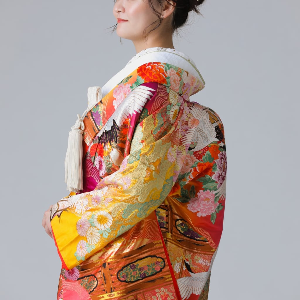 黄色紫グラデーション　鶴