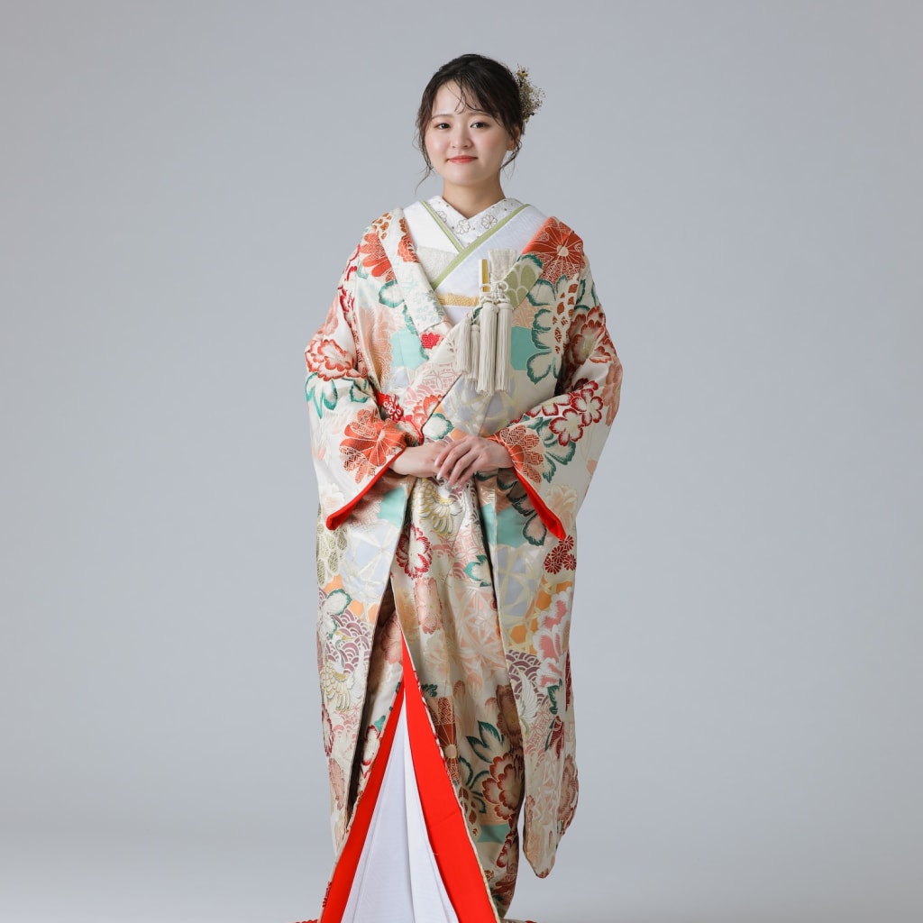 裂取菊花紋　白ピンク