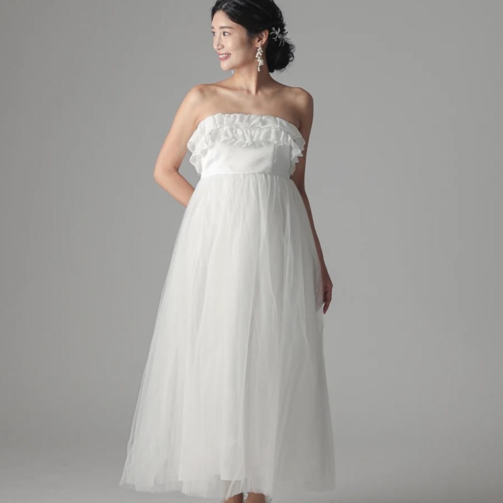 胸元２段フリル　アンクル丈