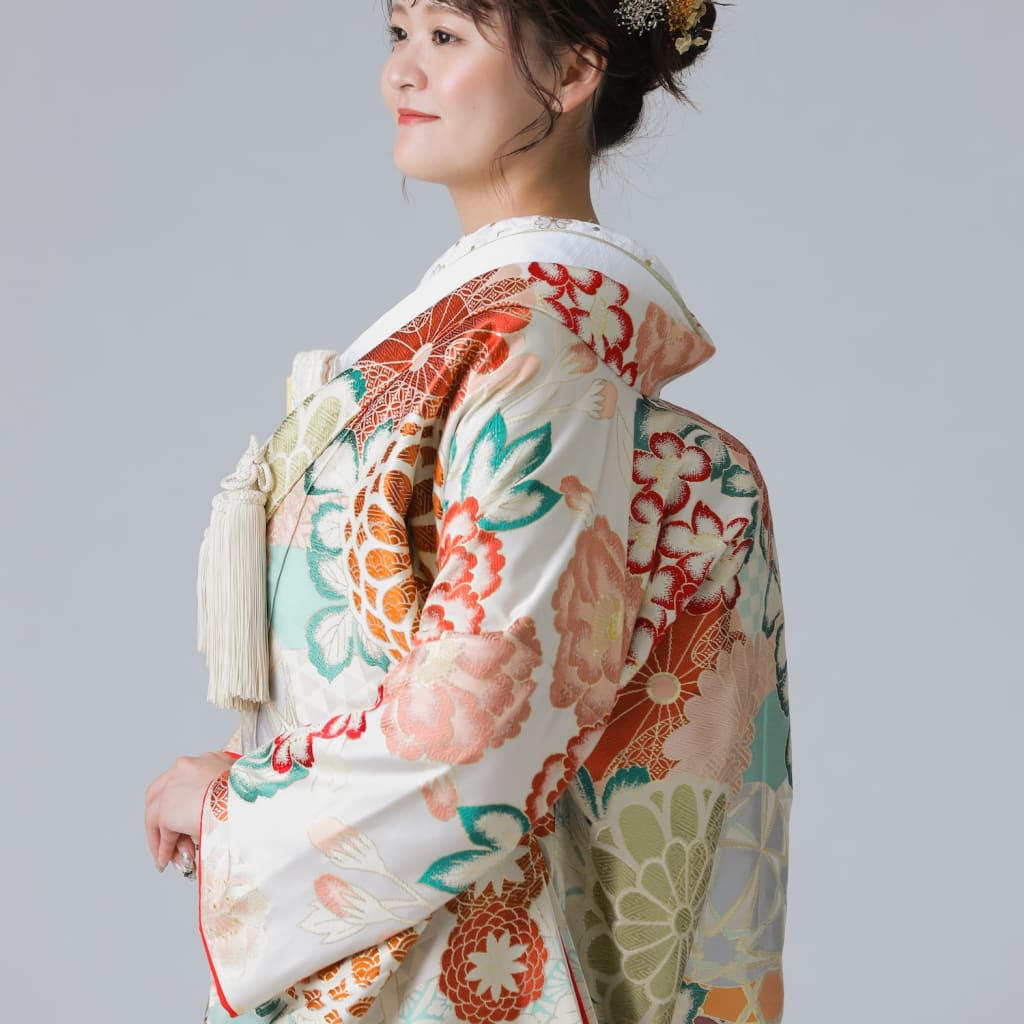 裂取菊花紋　白ピンク