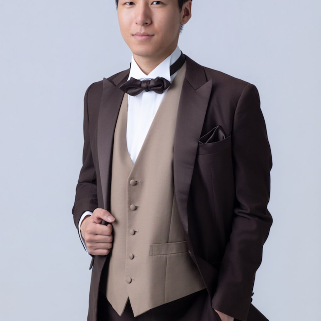 ピークドラペルクラシックタキシード/ブラウン