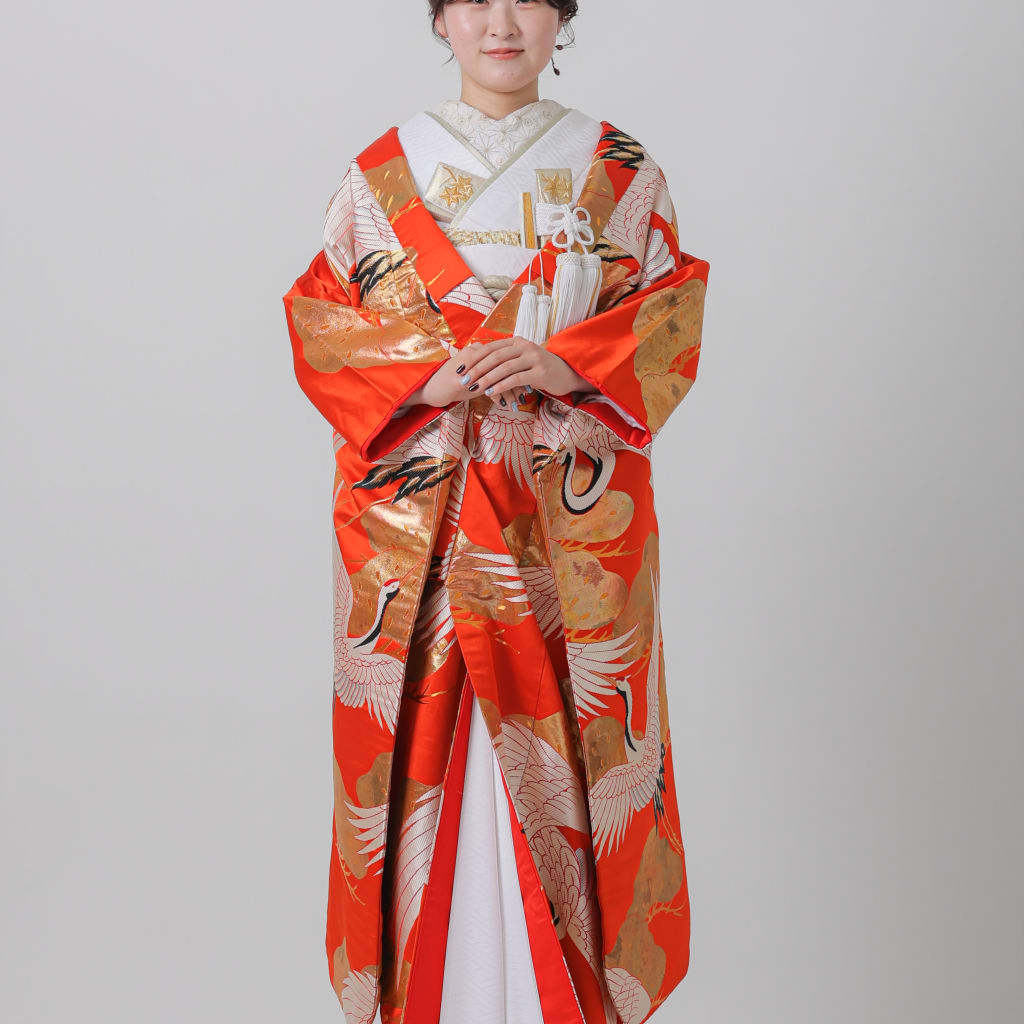 金糸松　鶴/朱赤