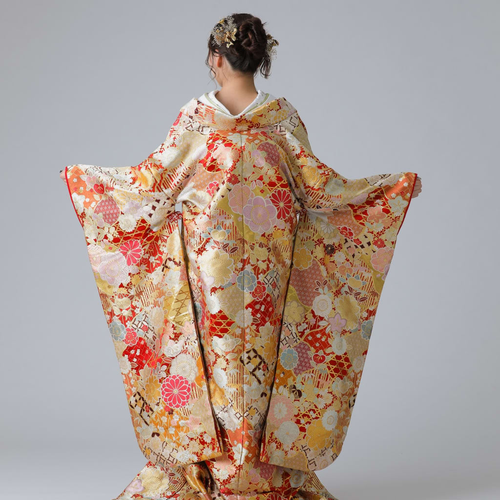 千鳥草花紋様　赤