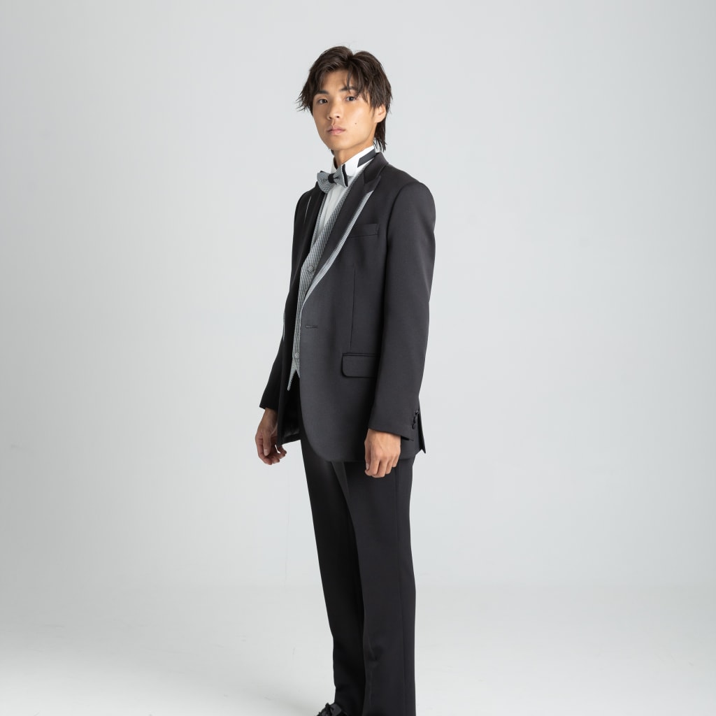 黒×千鳥柄ベスト