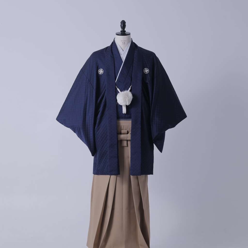 ネイビー紋付×ブラウン袴