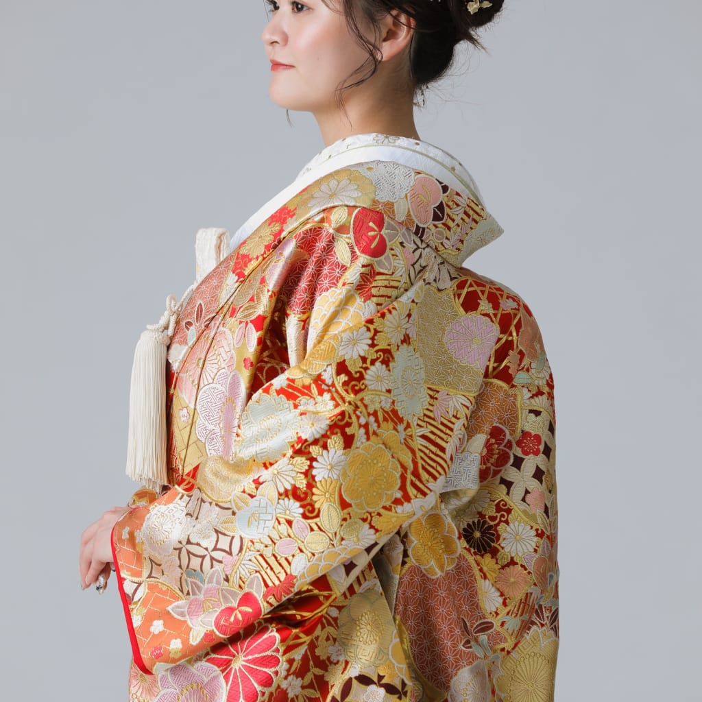 千鳥草花紋様　赤