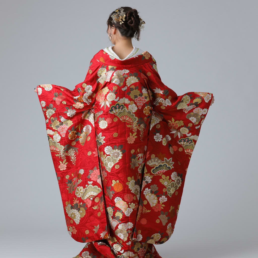 四季花に七宝　赤