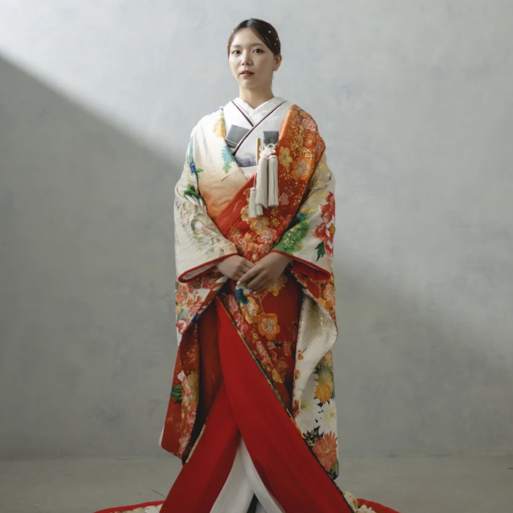 彩りに牡丹鶴 レッド　IU01185