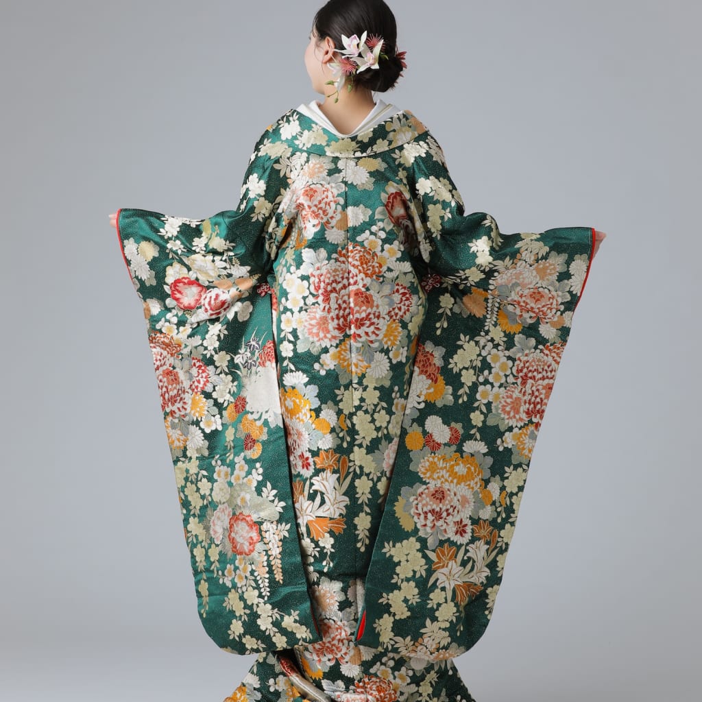 乱菊花丸紋　緑