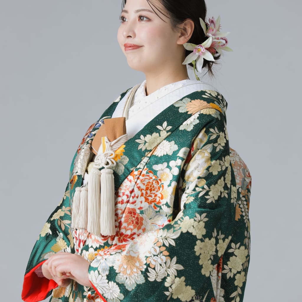 乱菊花丸紋　緑