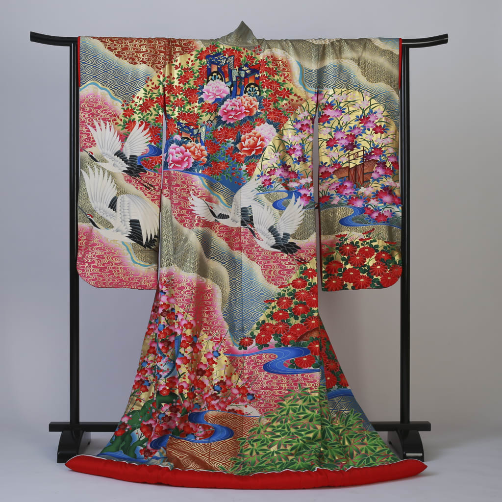 京友禅光琳波と鶴　IU02027