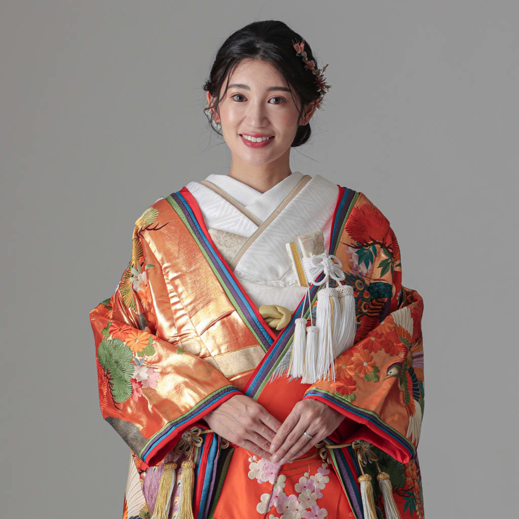 八戸重ね 鶴に牡丹/朱赤 | デコルテフォトグラフィー | 前撮り