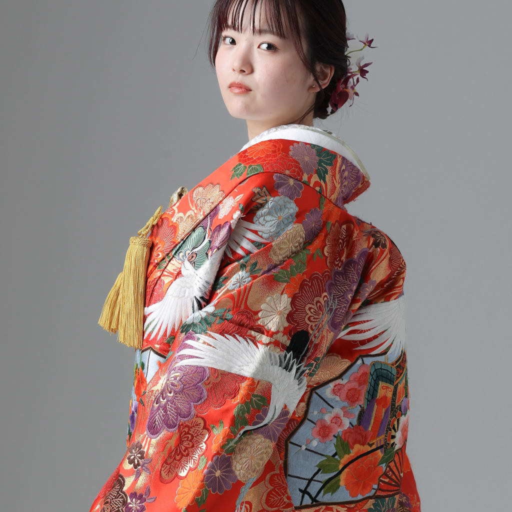 朱赤・扇・鶴