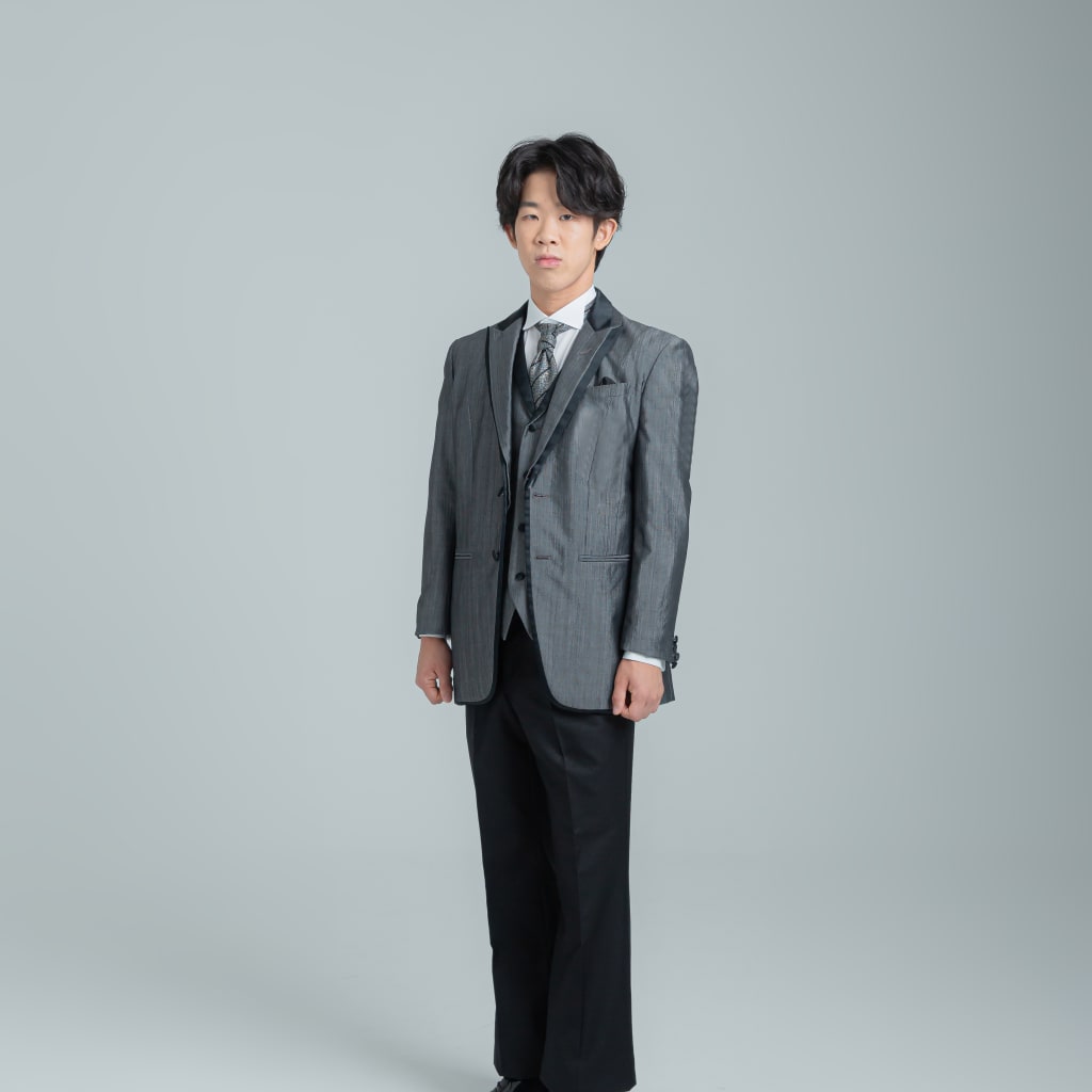 襟ダークグレーパイピング