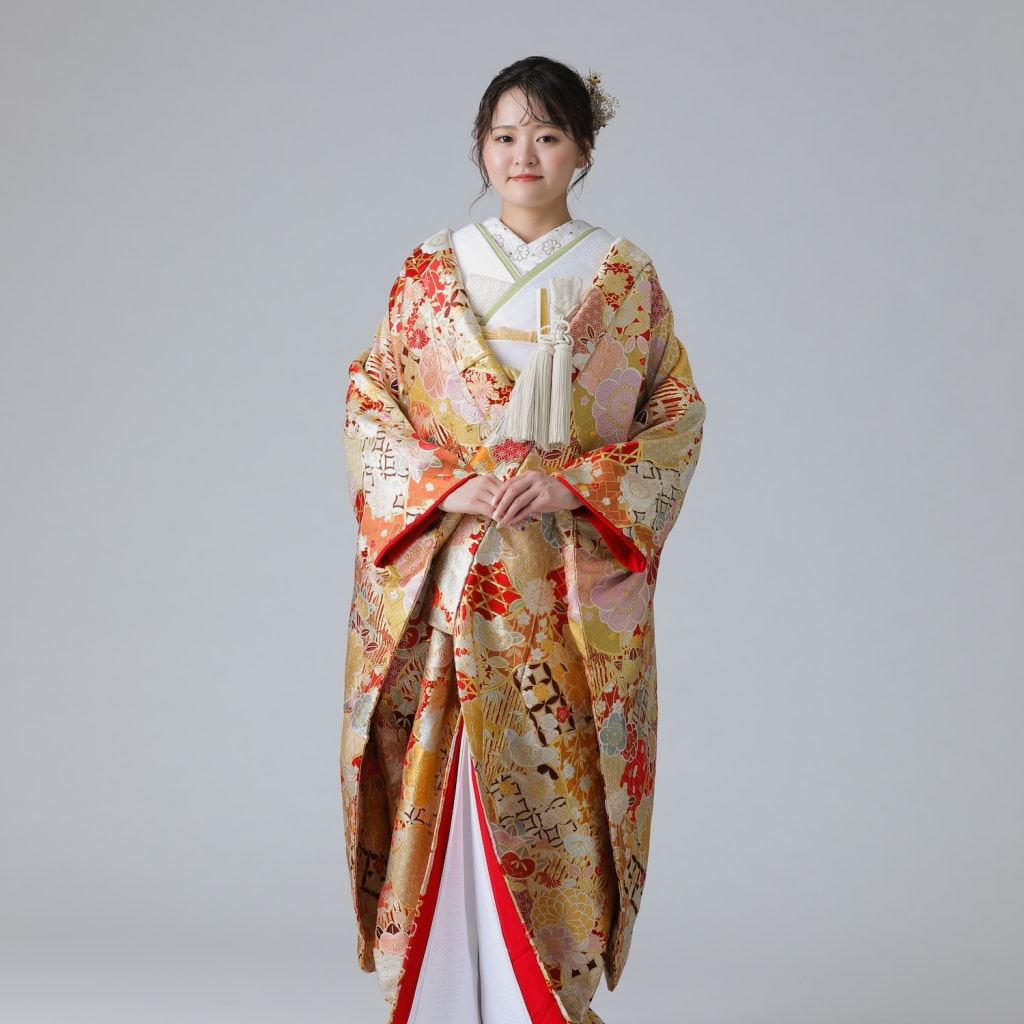 千鳥草花紋様　赤