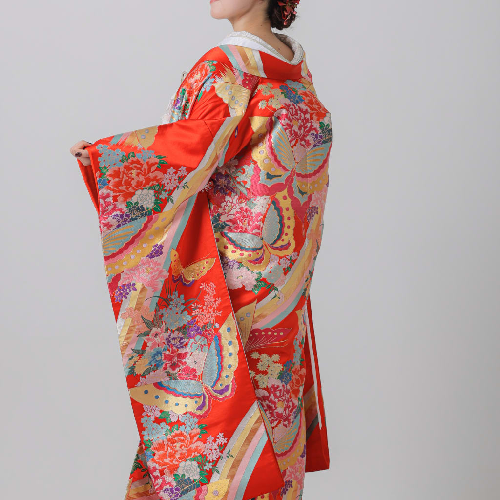 蝶　牡丹/レッド