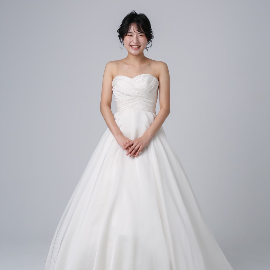 胸元プリーツハイウエスト