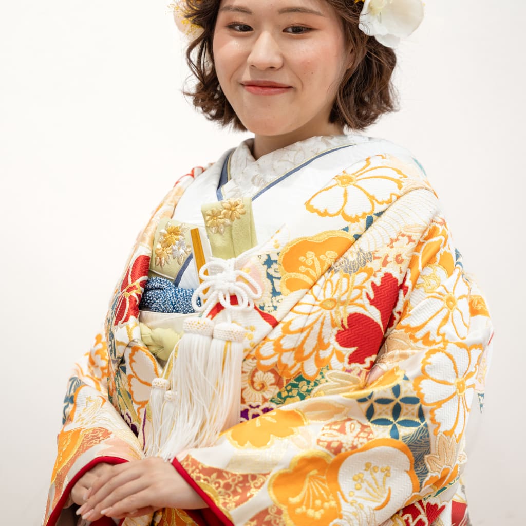 百花熨斗に鶴