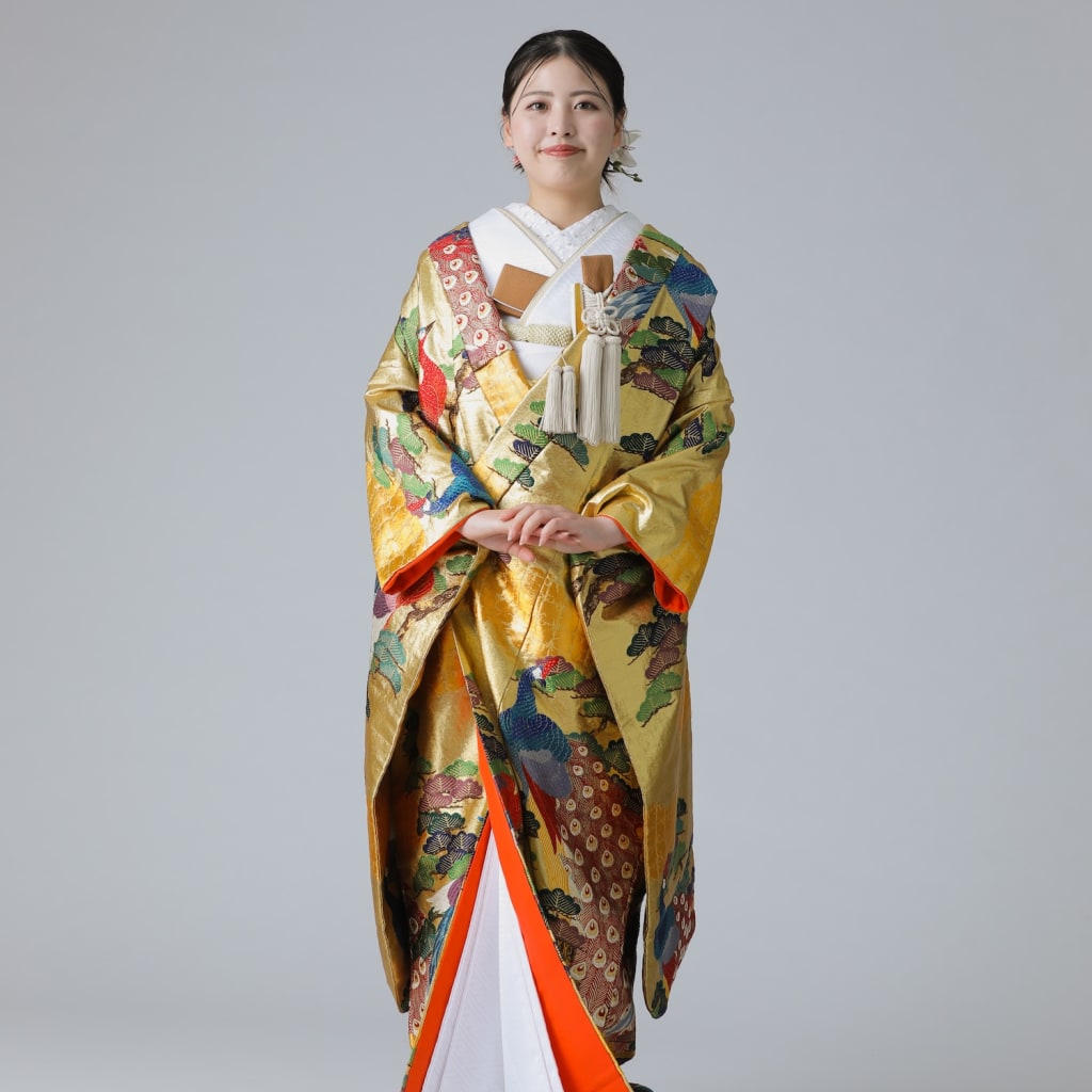 金雲取紋様 孔雀 松 / ゴールド