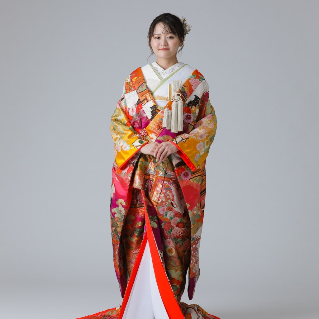 黄色紫グラデーション　鶴